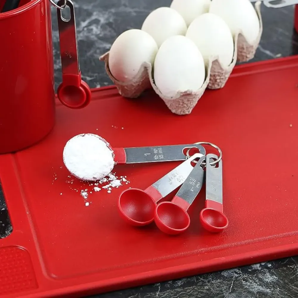 Multiple Function Cutting Board Defrosting Tray, Zester & Knife Sharpner - Red