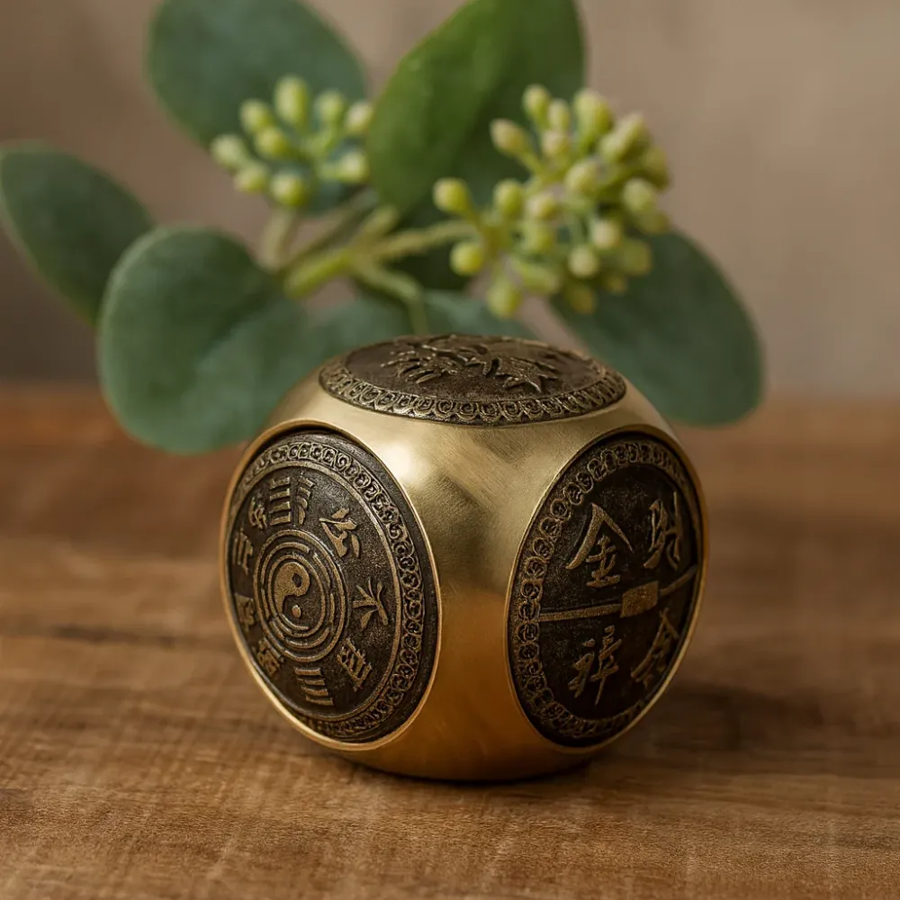 Antički mesingani Feng Shui kockice za bogatstvo, velike zaobljene