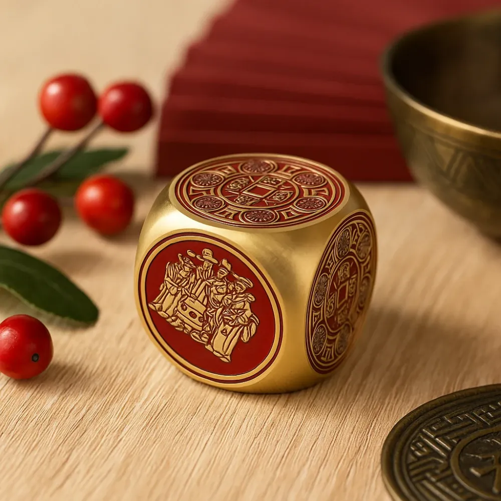 Feng Shui crveni mesingani kockasti uteg za papir za prosperitet