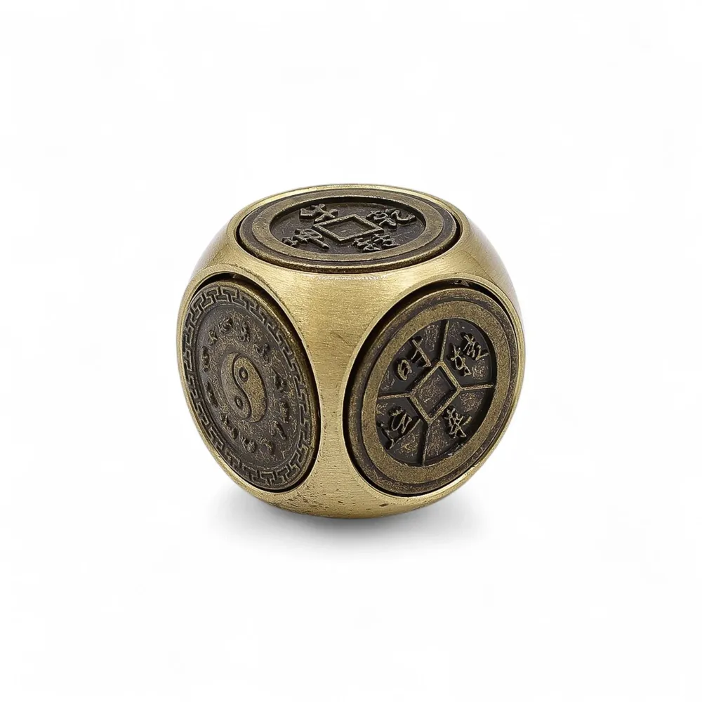Kocka D6 od čvrstog mesinga Feng Shui Yin-Yang Zodijak