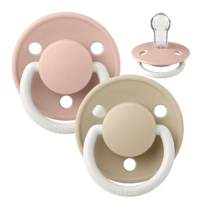 BIBS De Lux Sut - 2-Pak - Onesize - Silikone - GLOW - Blush/Vanilla - Large Size