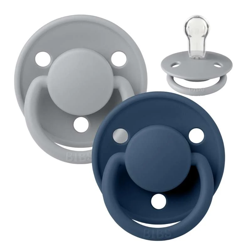 BIBS De Lux Sut - 2-Pak - Onesize - Silikone - Cloud/Steel Blue Dental Impressions