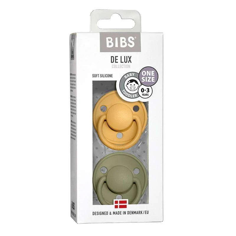 Jednokratna bavica BIBS De Lux Sut - 2-Pak - Onesize - Silikone - Honey Bee/Olive