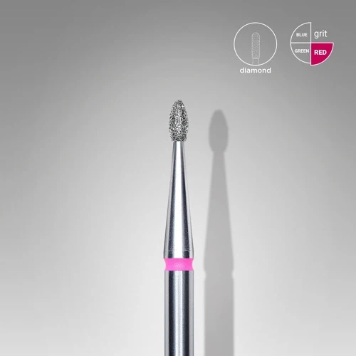 Dijamantna freza, Pupoljak zaobljeni, 1.6*3.4 mm, Crvena, STALEKS