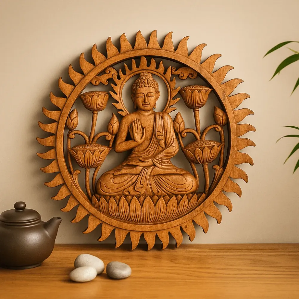 Buddha panel s lotosom 40cm