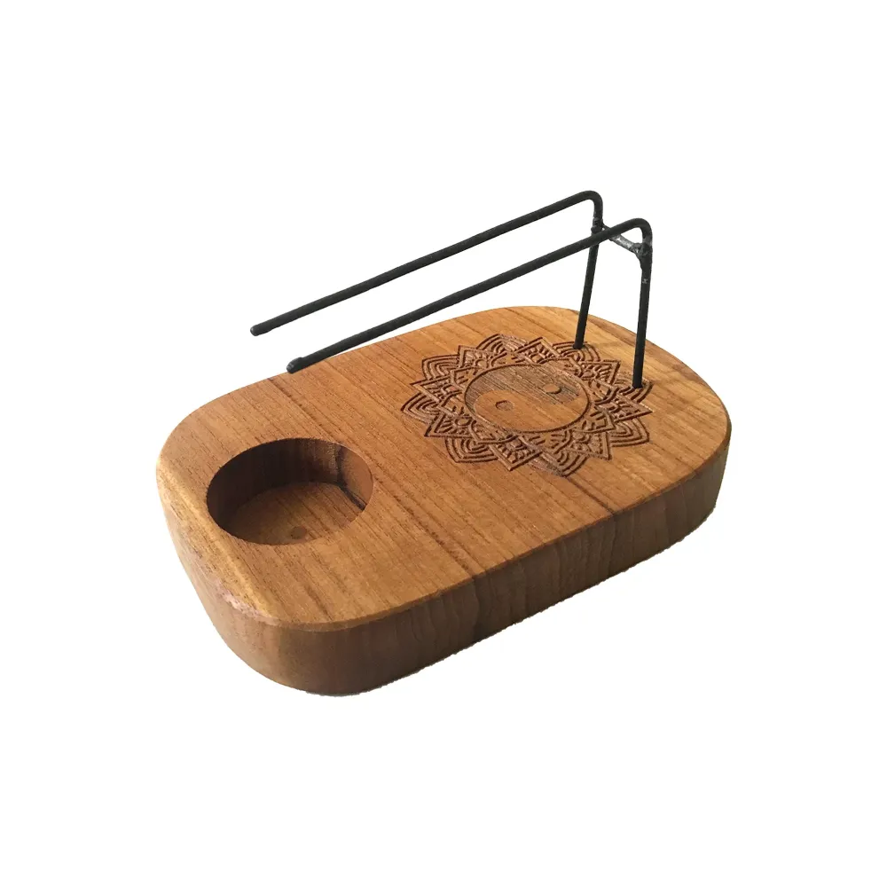 Držč za Palo Santo, dizajn Yin Yang od tikovine