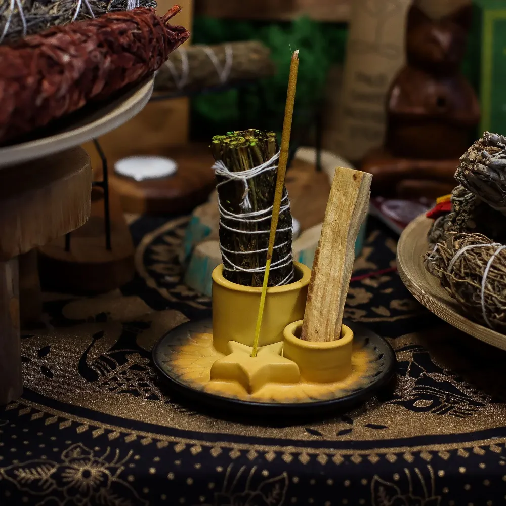 Keramička posuda za paljenje Palo Santo tamjana s motivom suncokreta