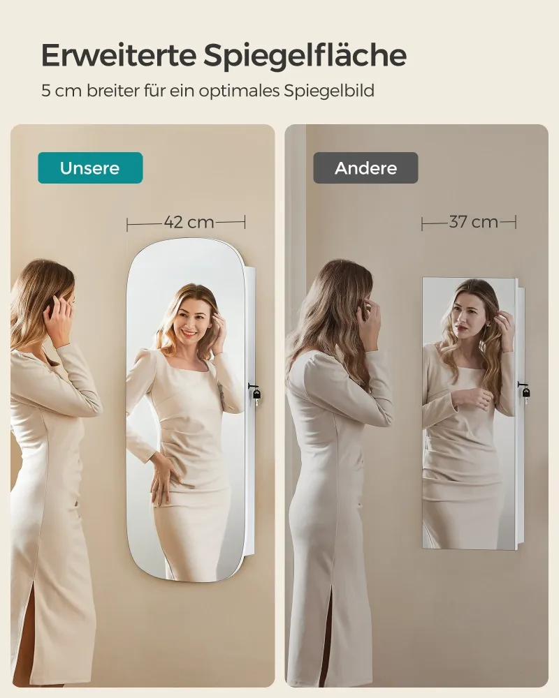 LED ogledalo s pohranom za nakit 10×42×108 cm, bijelo