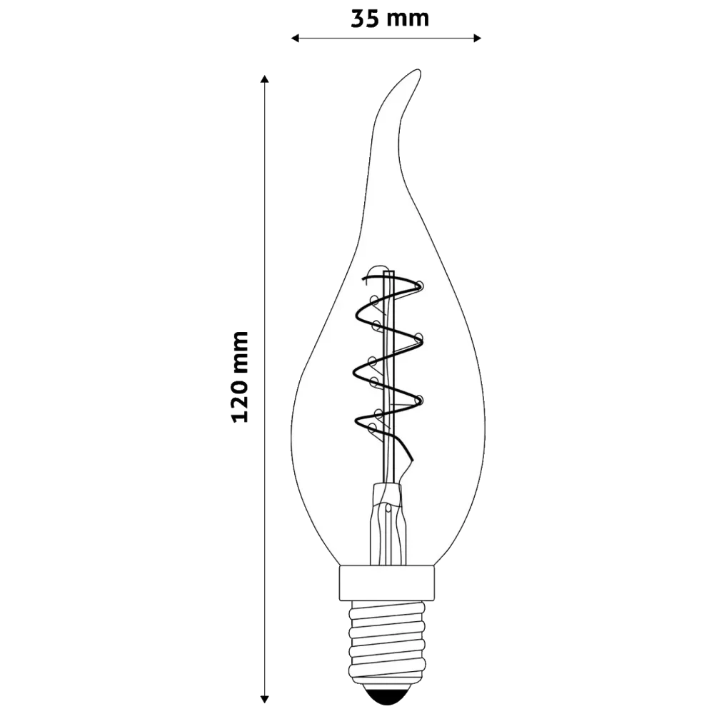 Avide Žarulja,LED 3W,E14,2700K,230V AC,topla bijela svjetlost - Soft Filament Candle Flame 3W E14