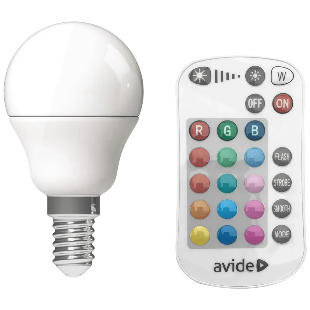 Avide Pametna sijalica, LED 4.9W, E14, RGB+W, 2700K, daljinski - Smart LED Mini Globe 4.9W