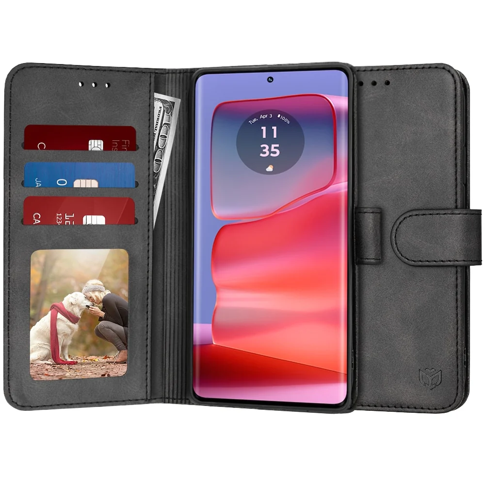 Techsuit Diary Book preklopna maska za Motorola Edge 50 Pro – crna