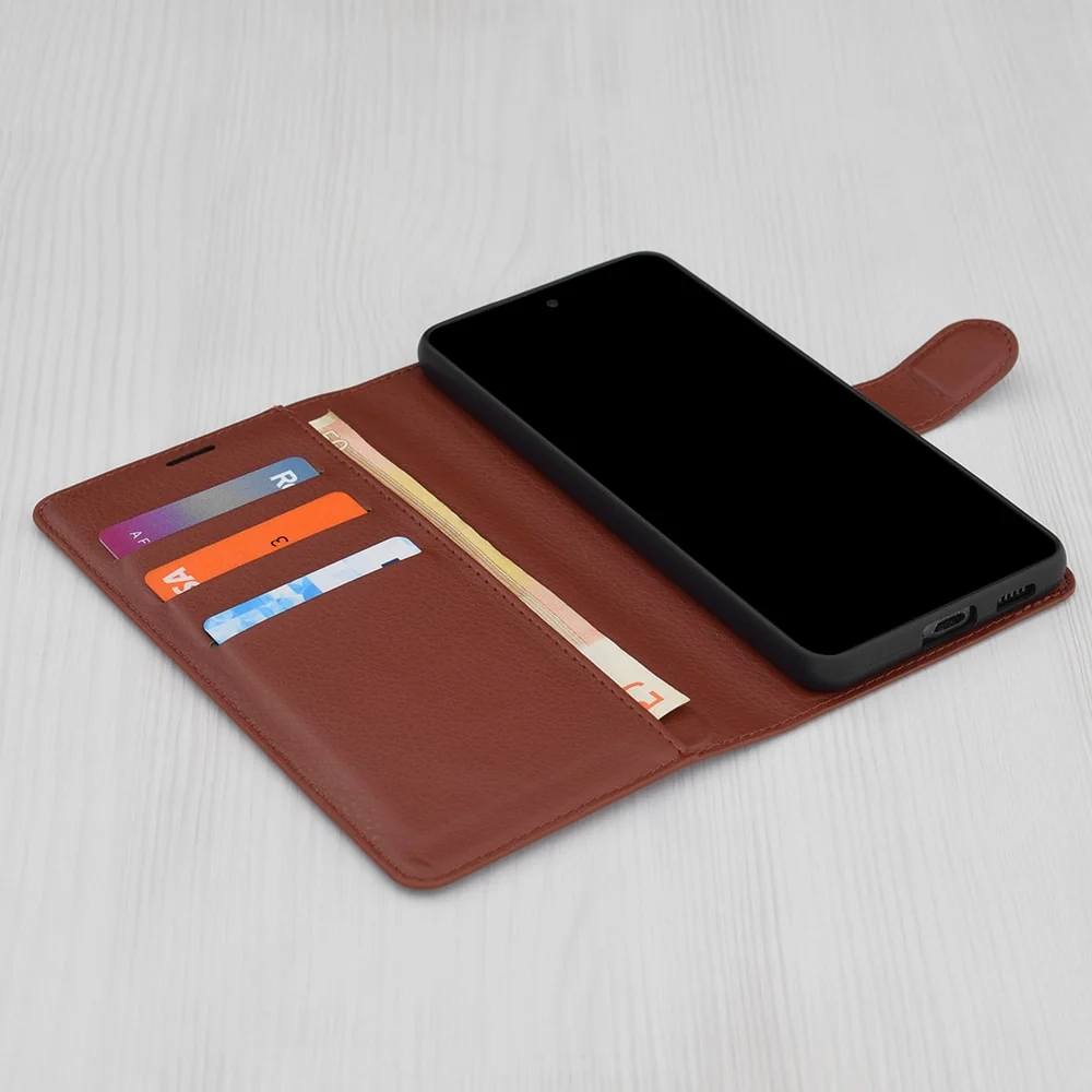 Techsuit Leather Folio preklopna maska za Motorola Edge 50 Ultra – smeđ