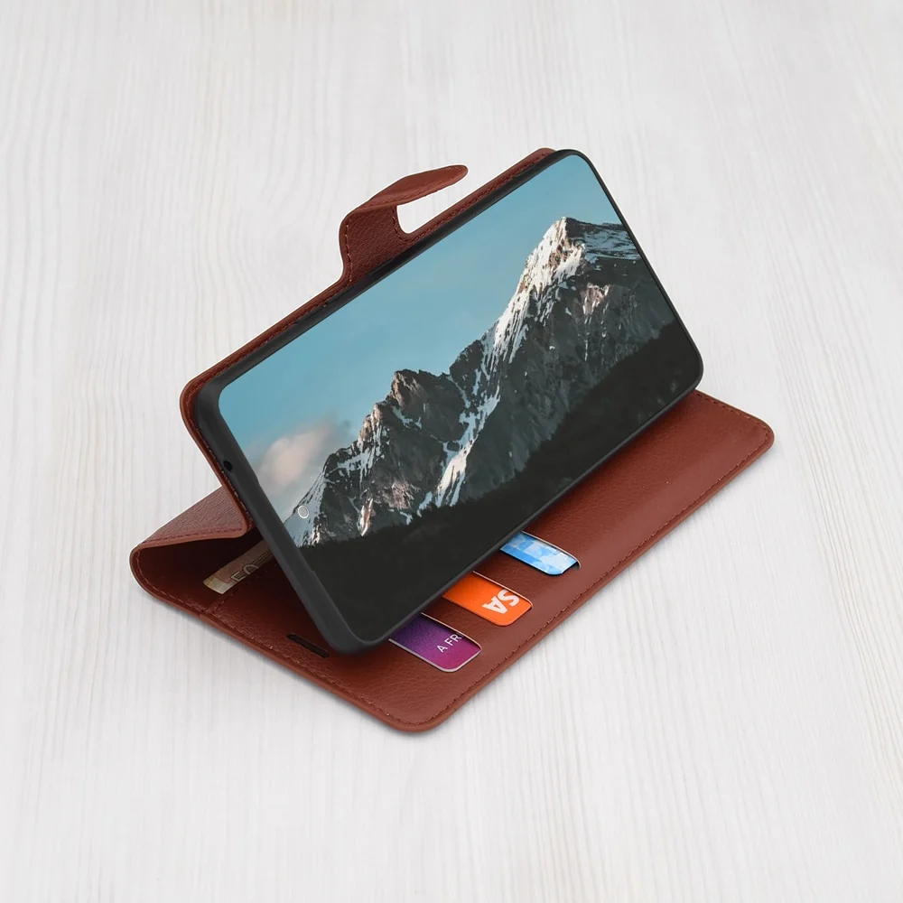 Techsuit Leather Folio preklopna maska za Motorola Edge 50 Ultra – smeđ