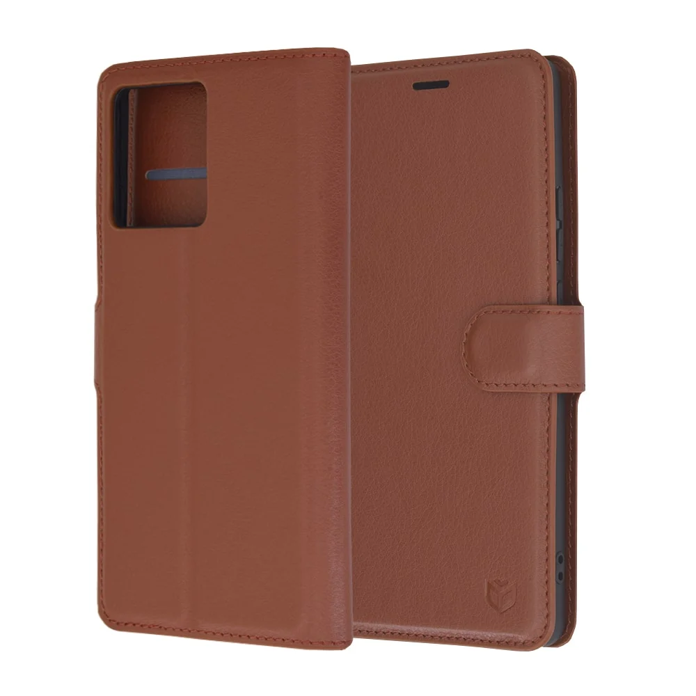 Techsuit Leather Folio preklopna maska za Motorola Edge 50 Ultra – smeđ
