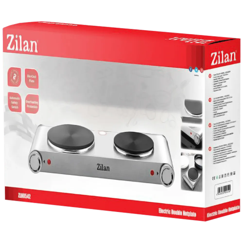 Zilan Električno kuhalo, 2 ploče 2250 W, INOX - ZLN0542