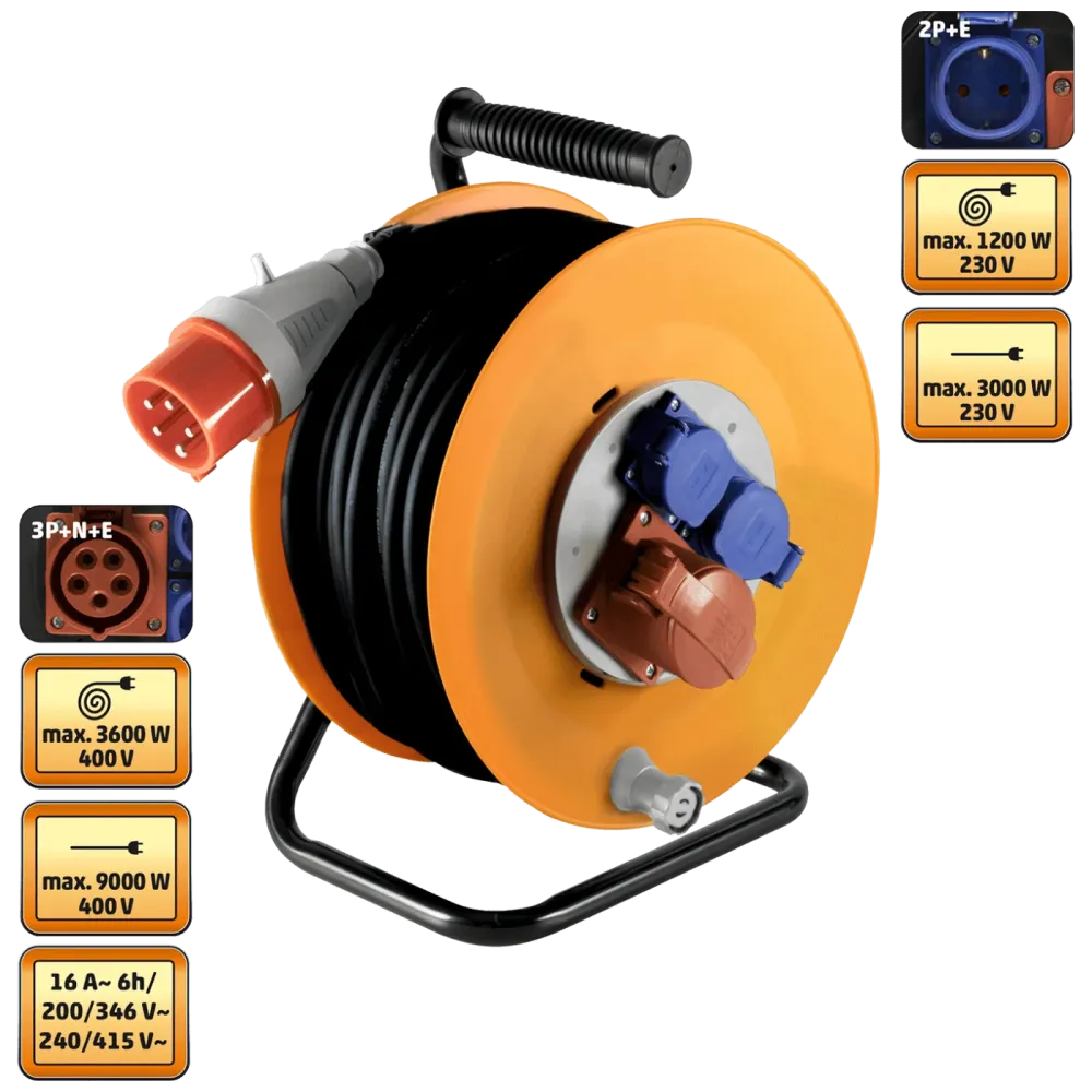 home Motalica za kabel, 25 met., H07RN-F, 5 x 2.5 mm², IP44 - HJR 400-25