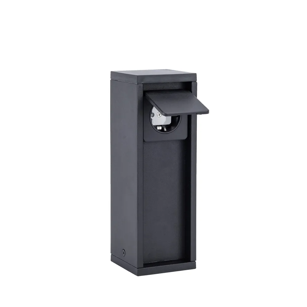 Vrtni stup s utičnicama MAINS, 1 utičnica, mat crni, 16A, 3500W, IP54