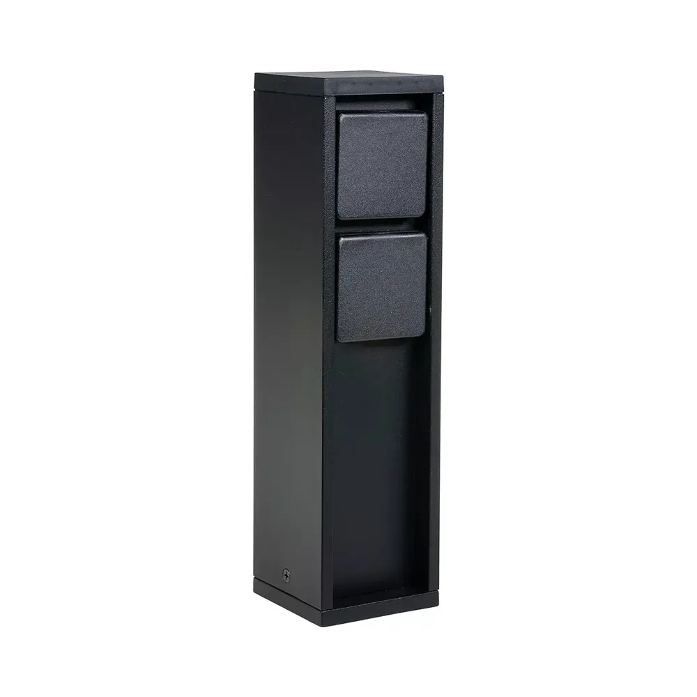 Vrtni stup s utičnicama MAINS, 2 utičnice, mat crni, 16A, 3500W, IP54