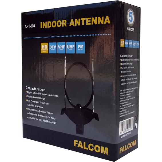 Falcom Antena sobna sa pojačalom, UHF/VHF, boja crna - ANT-208
