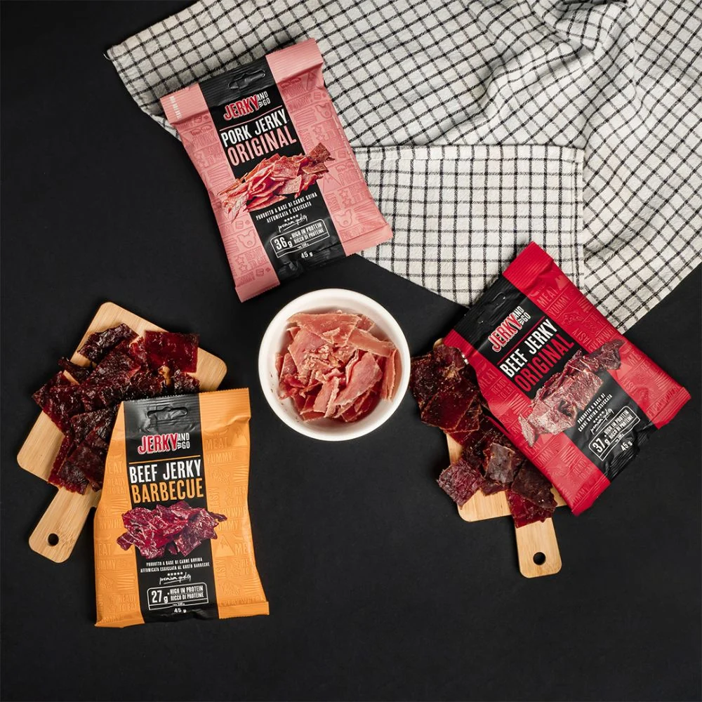 Jerky And Go Mješavina: 1 Jerky and Go Beef Jerky Original od 45g, 1 Jerky and Go Beef Jerky Barbecue od 45g, 1 Jerky and...