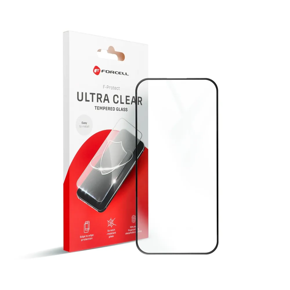 Kaljeno staklo Forcell Ultra Clear Glass za iPhone 16 Pro – crno