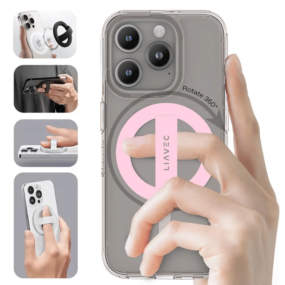 Liavec Ring držč za mobitel Magsafe pink