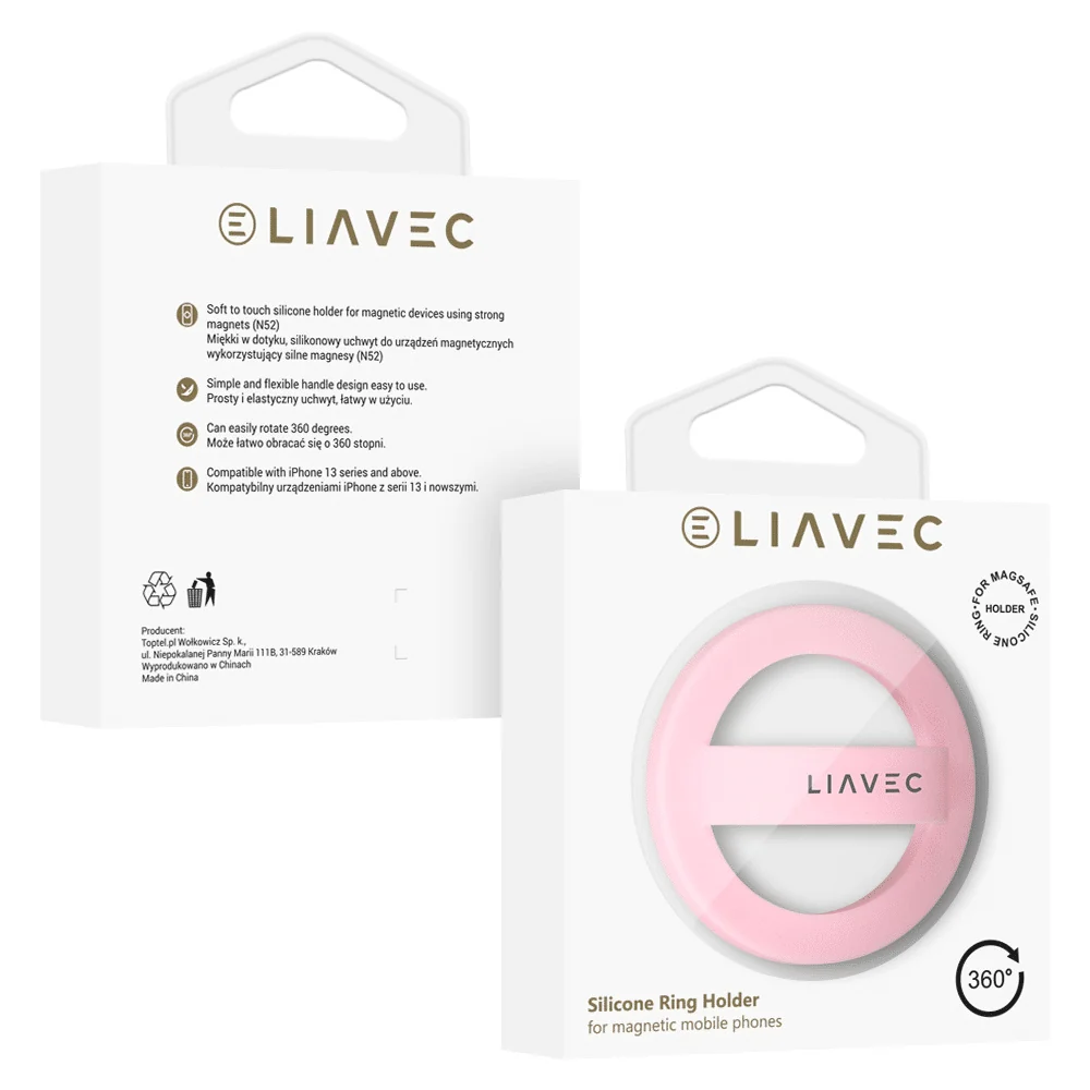 Liavec Ring držč za mobitel Magsafe pink