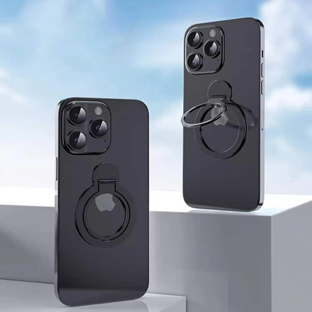 Techsuit - MagSafe telefonski prsten (MPR4) - Okrugli oblik- aluminijska legura - crni