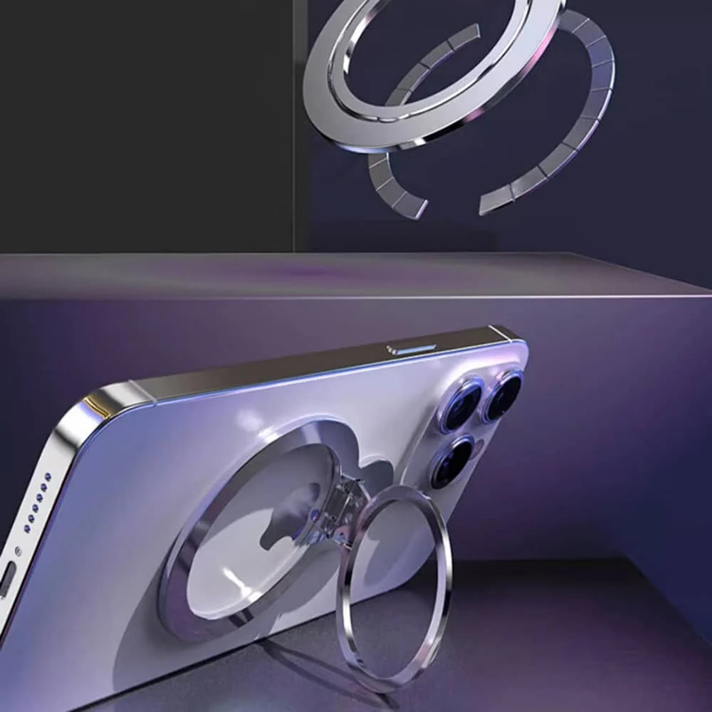 Techsuit - MagSafe telefonski prsten (MPR4) - Okrugli oblik- aluminijska legura - crni