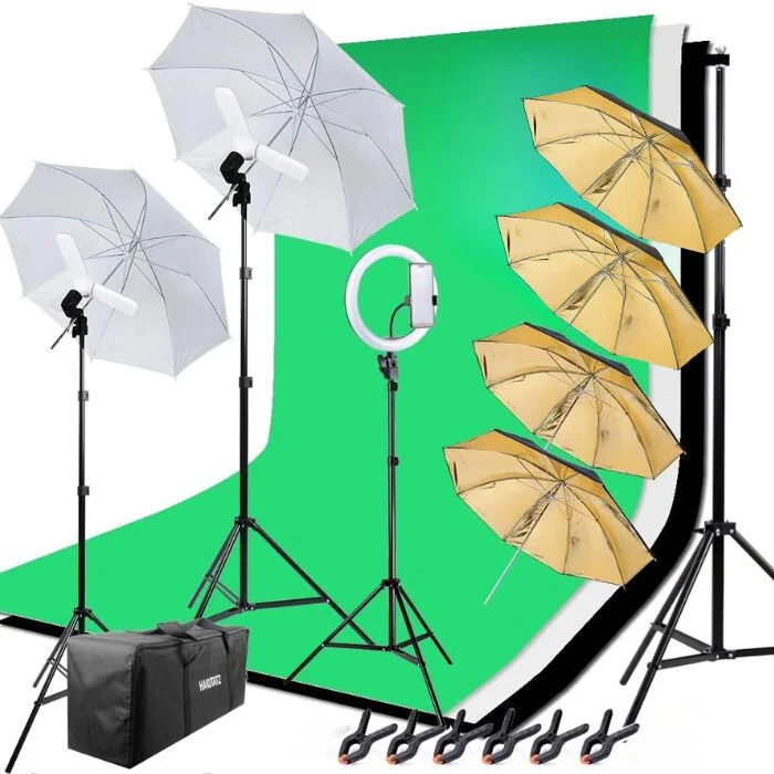 Hakutatz Profesionalni set za foto studio s prstenastim svjetlom i rasvjetom