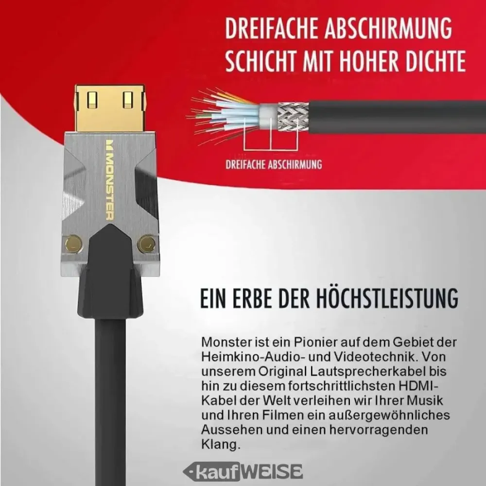 Monster M1000 Ultra HD HDMI kabel (3 m) | 4K HDR10 | Velika brzina 18 Gbps | V-Grip™ konektor