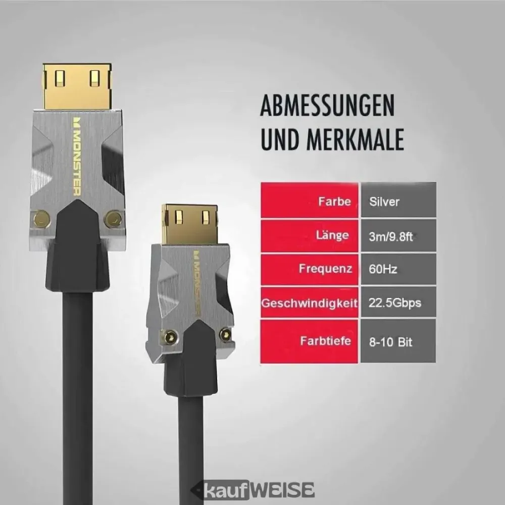 Monster M1000 Ultra HD HDMI kabel (3 m) | 4K HDR10 | Velika brzina 18 Gbps | V-Grip™ konektor