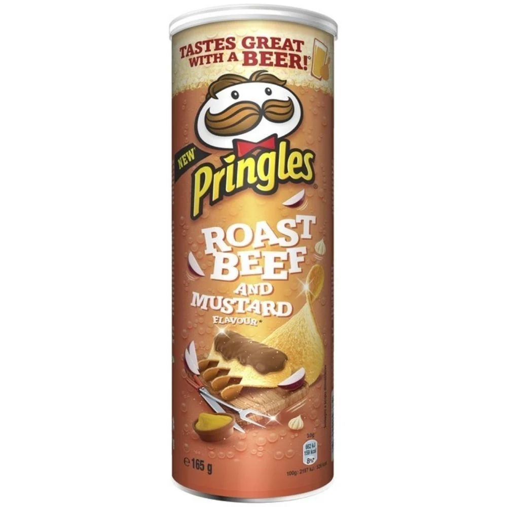 Pringles Roast Beef & Mustard, čips s okusom mesa i senfa od 175g