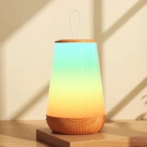 LED Noćna Lampa - Uzorak Drvenih Godova, Topla Svjetlost, Stolna Lampa za Spavaću Sobu