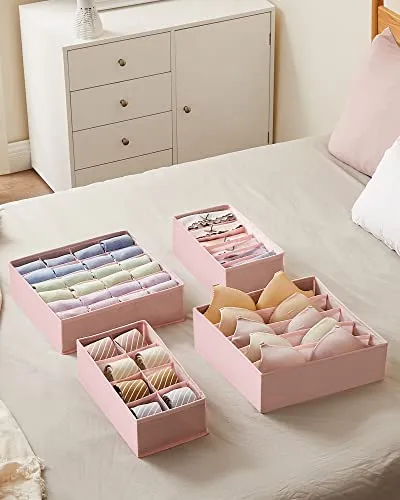 Set za organizaciju ladica, kutije za pohranu tkanina za ormar, ružičasta