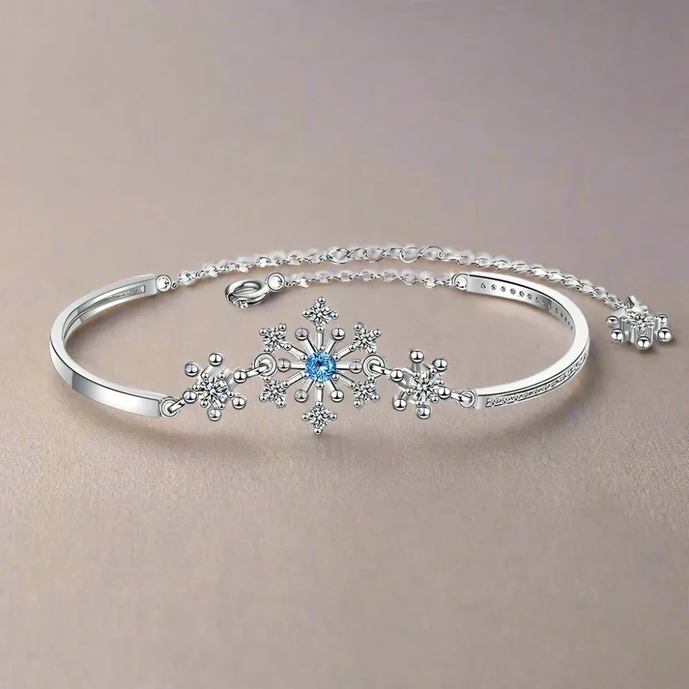 Bracelet Hiver Flocon de Neige Femme Argent