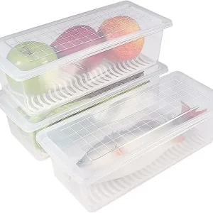 7,7L set od 3 kutije za pohranu hrane – 29×12×9 cm, prozirna plastika