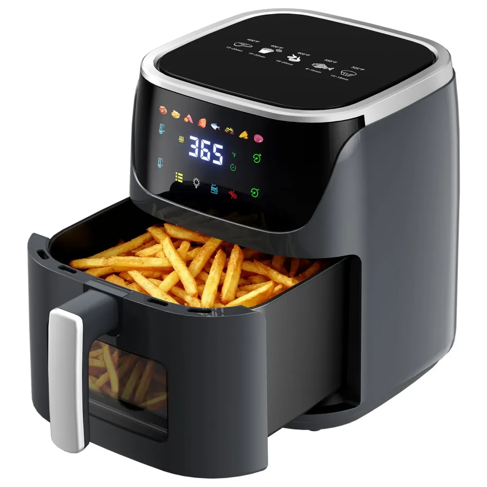 7,5L Friteza na vrući zrak bez ulja, 1500 W, 8 predprograma, s prozirnim prozorom, LED zaslon osjetljiv na dodir, maks. 20...