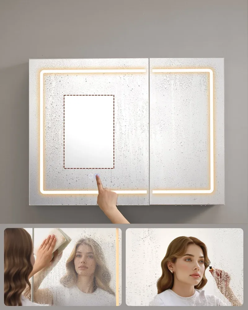 Kupaonski zidni ormar s ogledalom i LED rasvjetom, 16,5 x 80 x 60 cm, bijeli