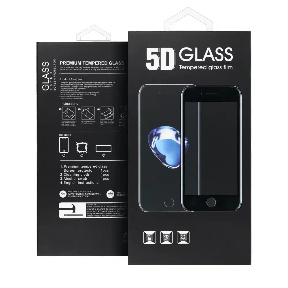 5D Full Glue kaljeno staklo za Motorola E14 / G04 / G04s / G24 / G24 Power sa crnim okvirom
