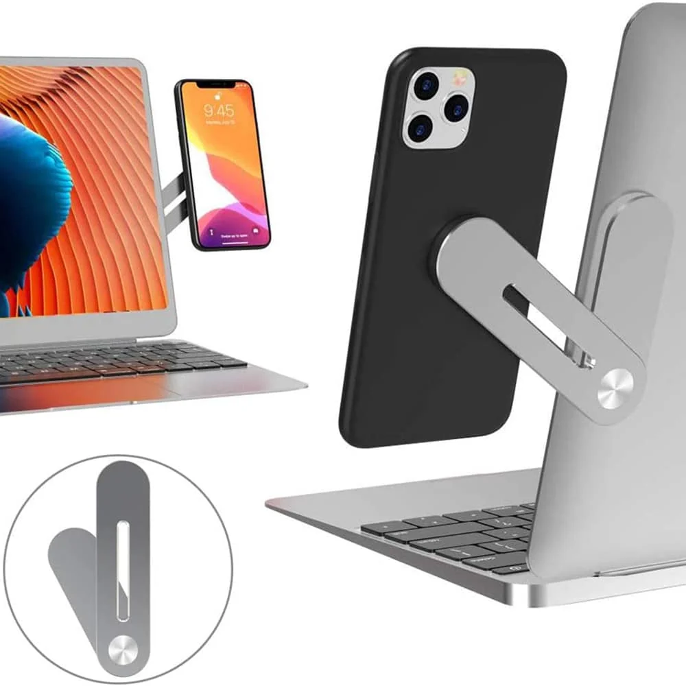 Techsuit - sklopivi držč telefona za prijenosno računalo / monitor - srebrni