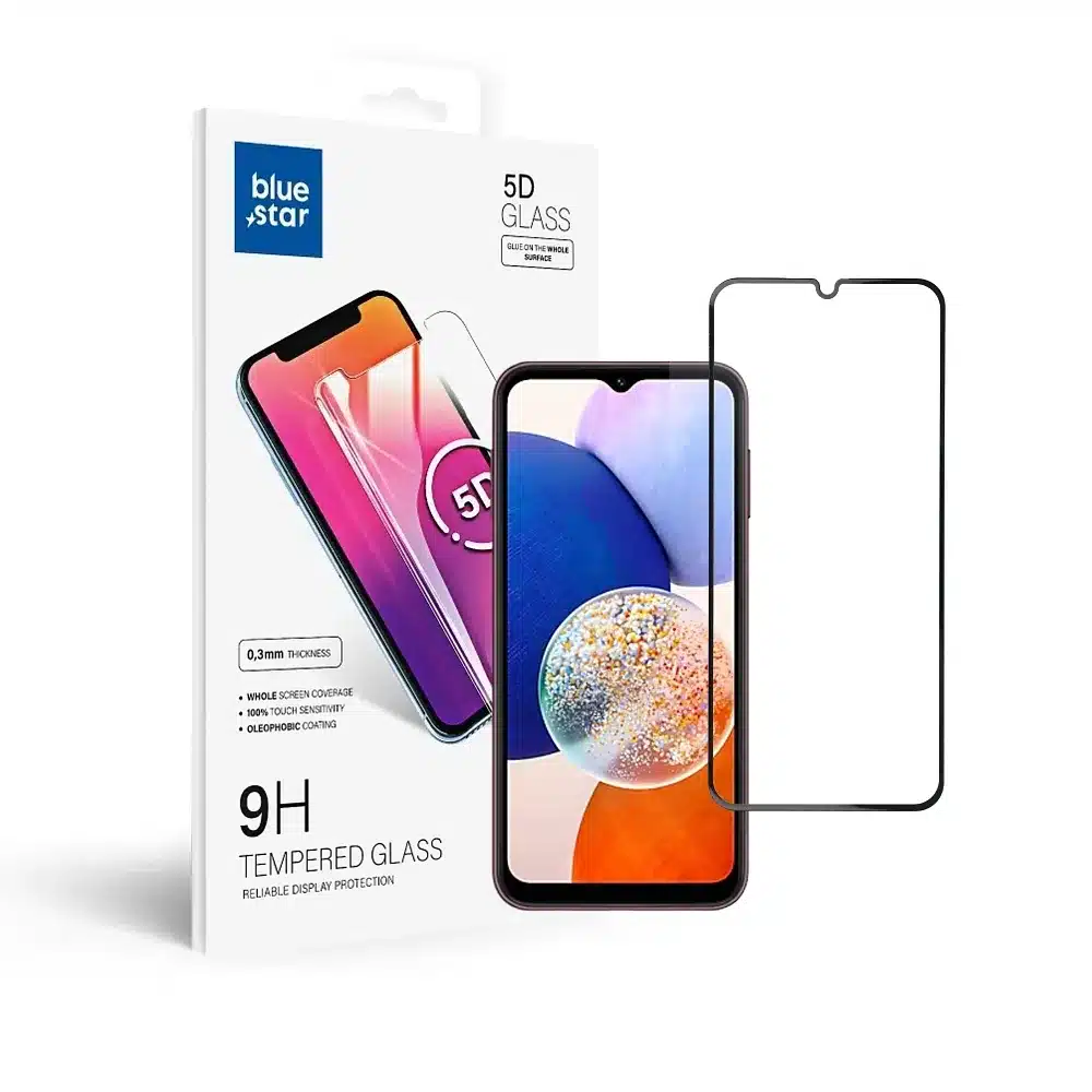 Blue Star 5D kaljeno staklo - za Samsung A14 5G (full glue/case friendly) - crno