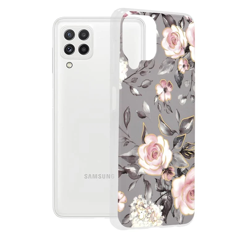 Techsuit Marble Series maska za Samsung Galaxy A22 4G Bloom Ruth Gray