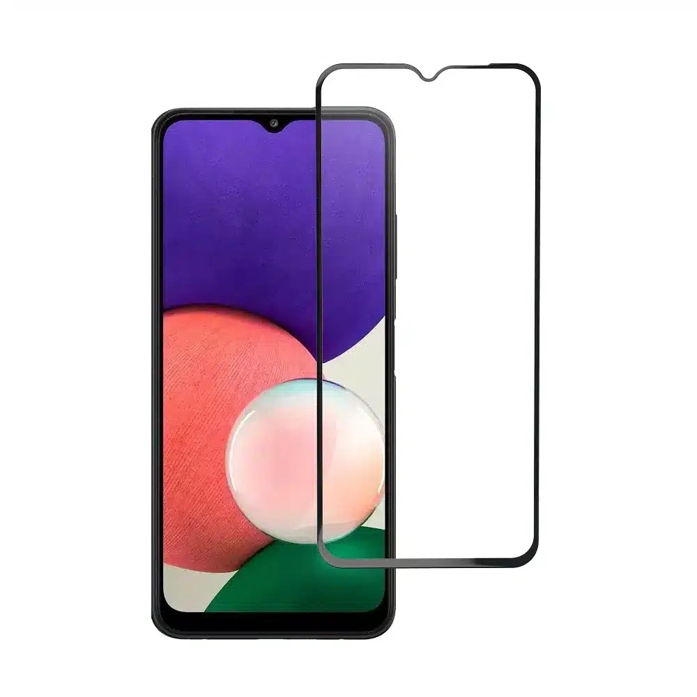 Blue Star 5D kaljeno staklo – za Samsung Galaxy A22 5G (potpuno ljepilo/case friendly) – crno