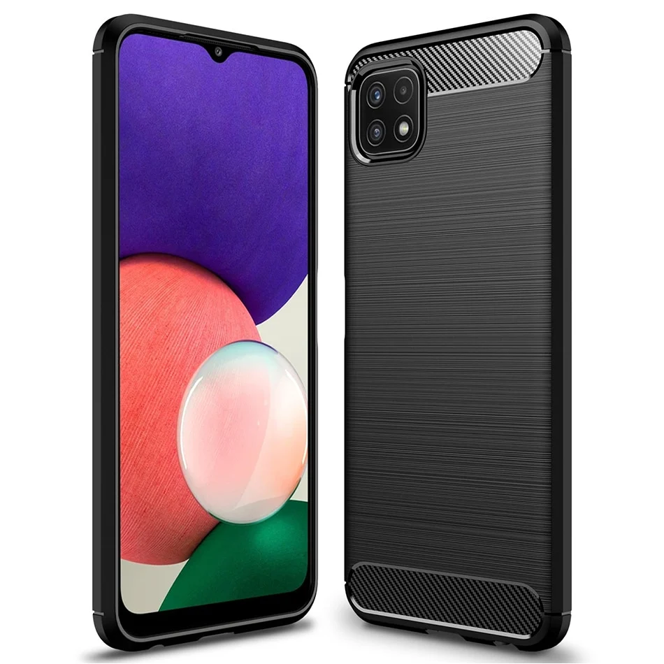 Techsuit - Carbon Silicone maska za Samsung Galaxy A22 5G - crna