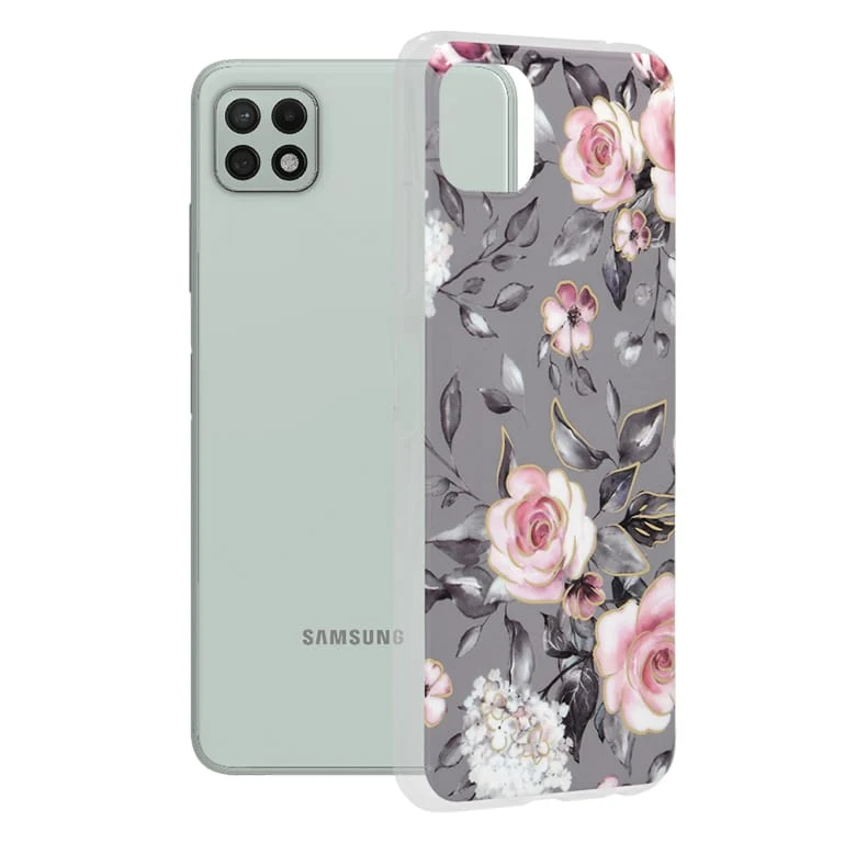 Techsuit Marble Series maska za Samsung Galaxy A22 5G Bloom Ruth Gray