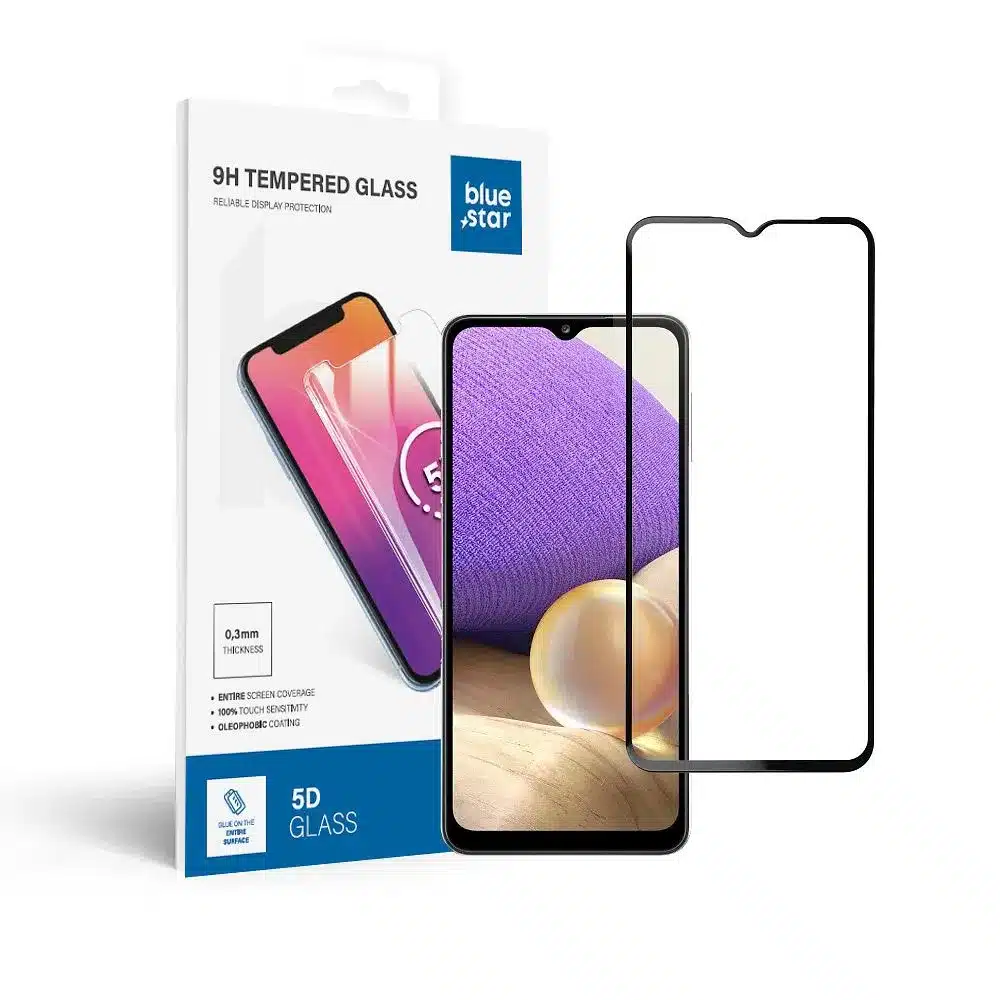 Blue Star 5D kaljeno staklo – za Samsung Galaxy A32 5G (potpuno ljepilo/case friendly) – crno