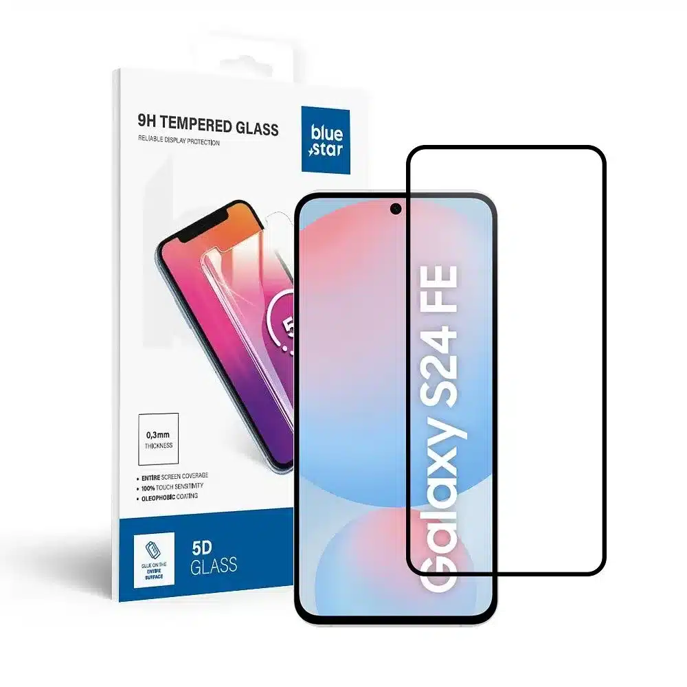 Blue Star 5D kaljeno staklo – za Samsung Galaxy S24 FE (potpuno ljepilo/case friendly) – crno
