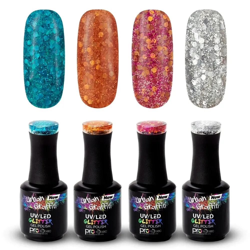 Kolekcija gustih gel lakova s glitterom