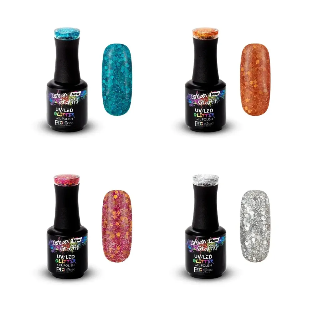 Kolekcija gustih gel lakova s glitterom